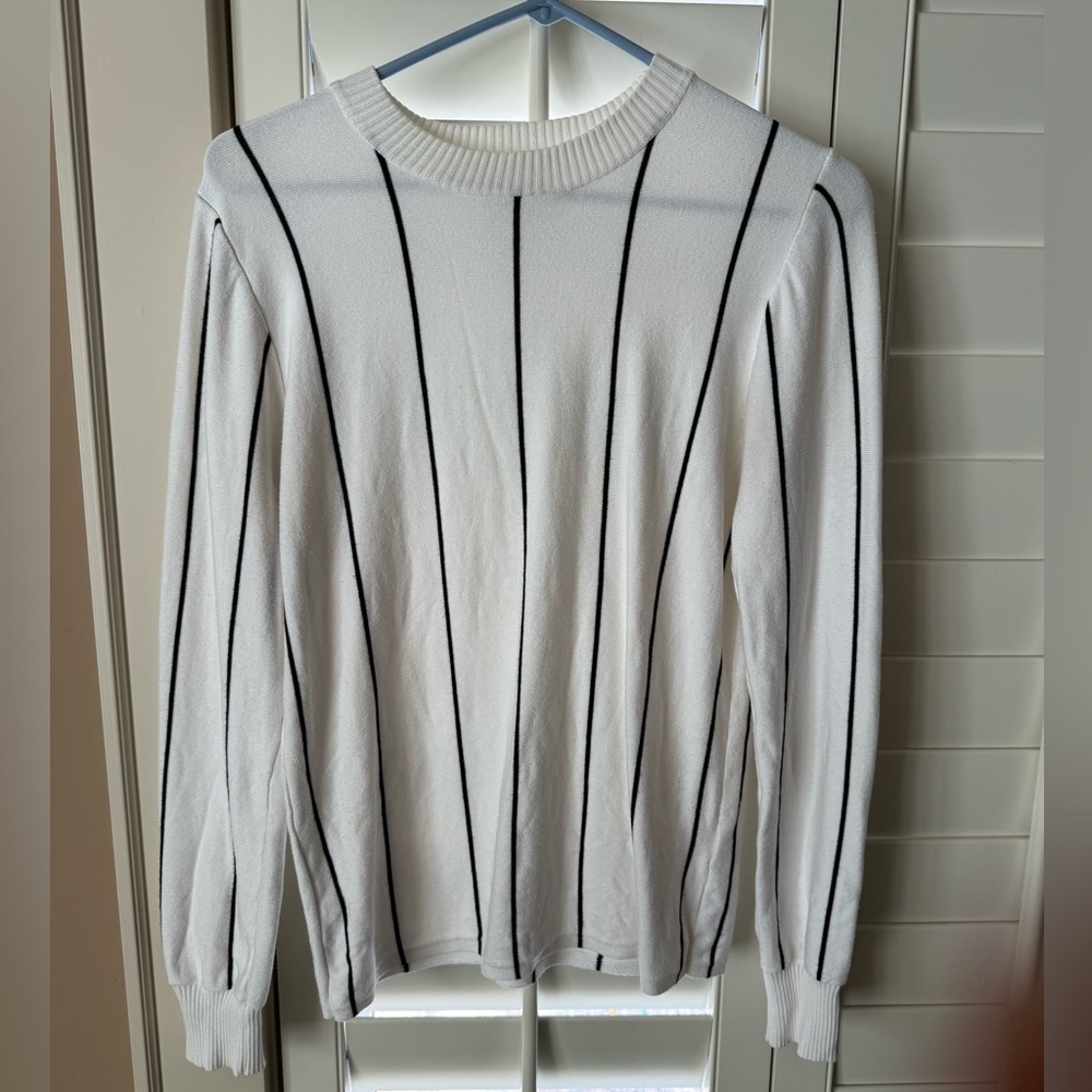all:row Small White & Black Striped Sweater